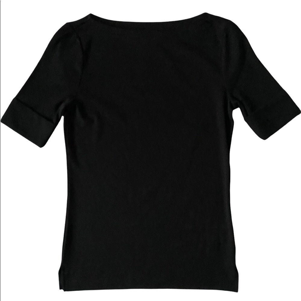 Ralph Lauren Black Wide Neck Logo Tee NWOT PXS